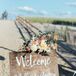 Wood Welcome Sign with White Calligraphy for Beach Wedding