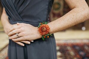 Corsage at Wedding at Material Culture in Philadelphia, Pennsylvania