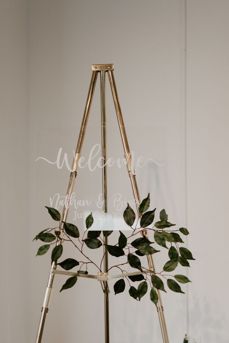 Acrylic Welcome Sign for Wedding at The Loading Dock in Stamford, Connecticut