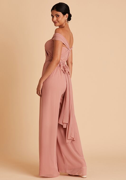 Birdy Grey Gigi Convertible Jumpsuit in Chiffon Dusty Rose Sweetheart Bridesmaid Dress - 2