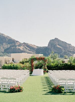 Outdoor Mountain-View Wedding Ceremony at Camelback Inn in Paradise Valley, Arizona