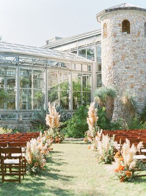 Pampas Grass Aisle Arrangements for Wedding Ceremony at The Greenhouse at Driftwood