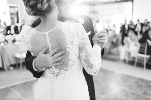 Lace Sleeve Illusion-Back Wedding Dress