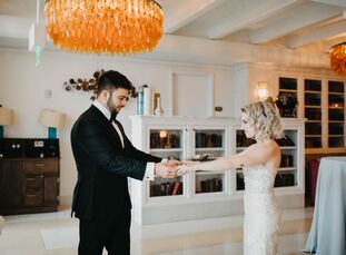 Erin	Chiet and Jeremy Bloom wanted their day to feel like "an intimate lounge" instead of a wedding. Their low-key and colorful celebration drew inspi