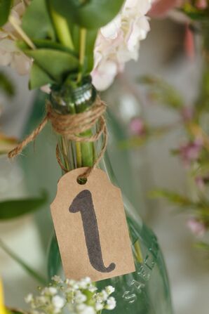 Brown Table Number Tag on Bottle