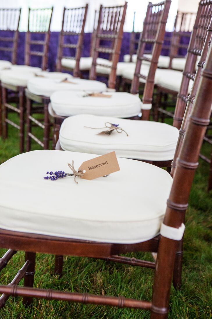 Chiavari Ceremony Chairs with Lavender Reserved Seats