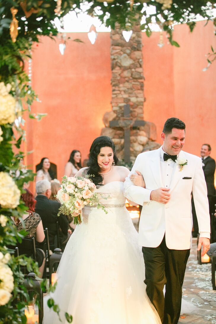 The couple walked down the aisle as husband and wife to the Victory March from Star Wars.