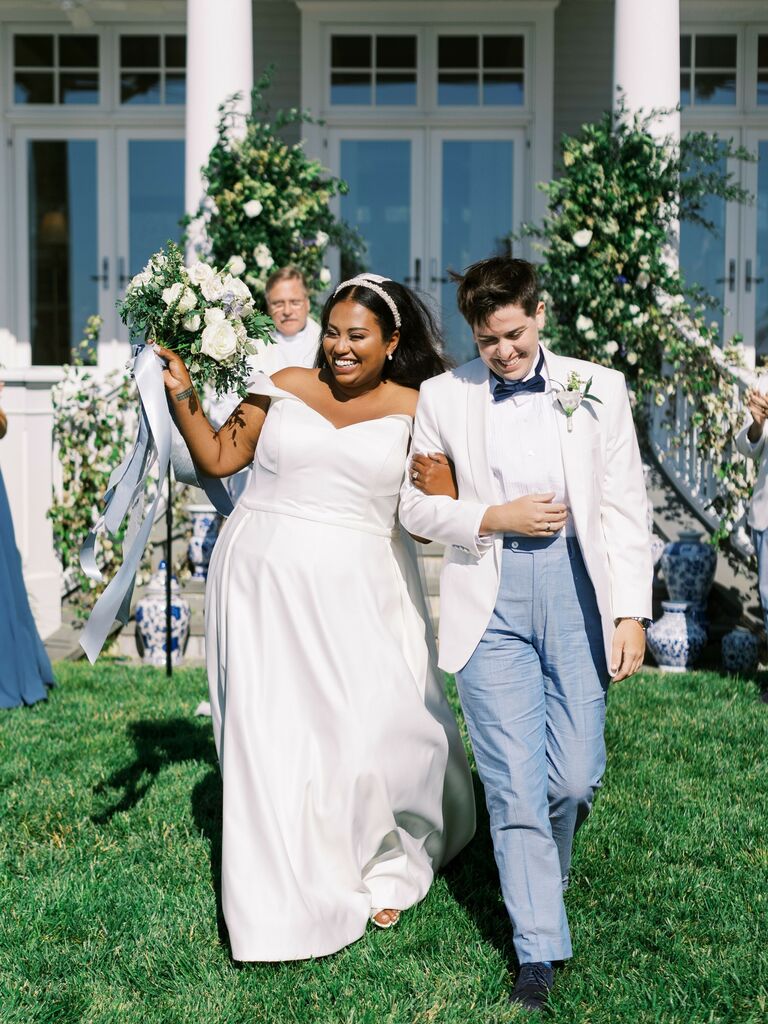 The newlyweds at their wedding ceremony. 