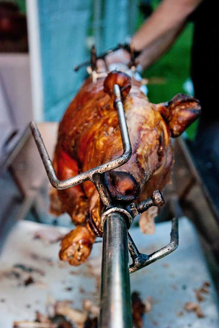 One of Neil's favorite additions to the reception was a full roasted pig, and it was an instant hit.
