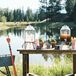 Refreshments, like huckleberry lemonade and iced tea, were served at quaint little stations.