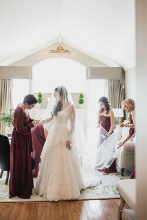 Two-Tier Lace Wedding Dress and Veil