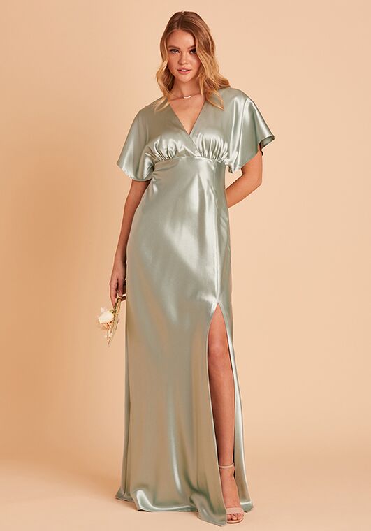Birdy Grey Jesse Dress in Satin Sage V-Neck Bridesmaid Dress - 3