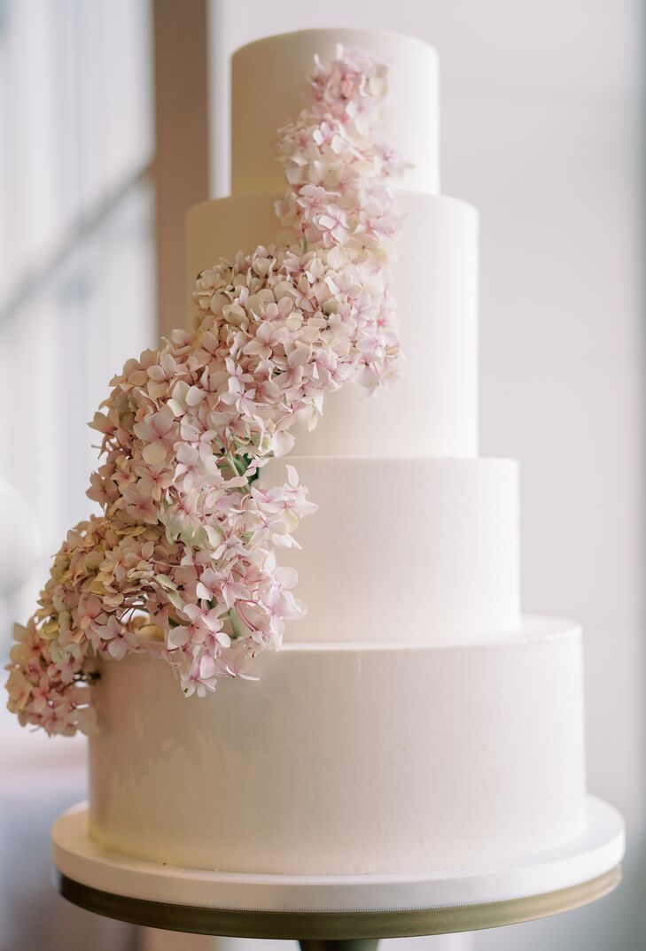 Hydrangea-Inspired White Wedding Cake
