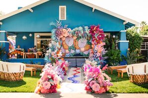 Colorful Wedding Aisle With Rugs