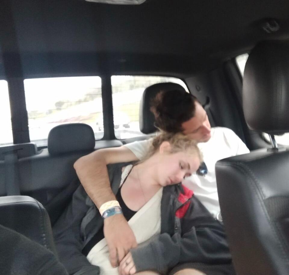 Falling asleep in the backseat together after a busy day watching motocross in Glen Helen, CA. 