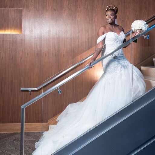 Vegas bride with her hair and makeup done by That Girl Drew Makeup Services. 