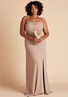 Birdy Grey Ash Crepe Dress Curve in Taupe Scoop Bridesmaid Dress