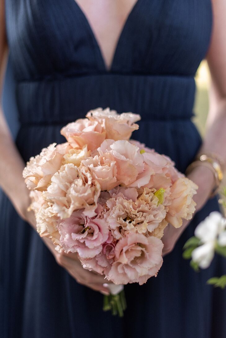 Peach Lisianthus Bridesmaid Bouquet With Blush and Pink