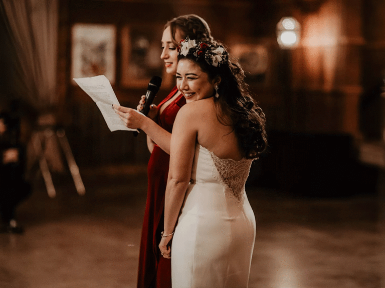 Maid of honor giving speech
