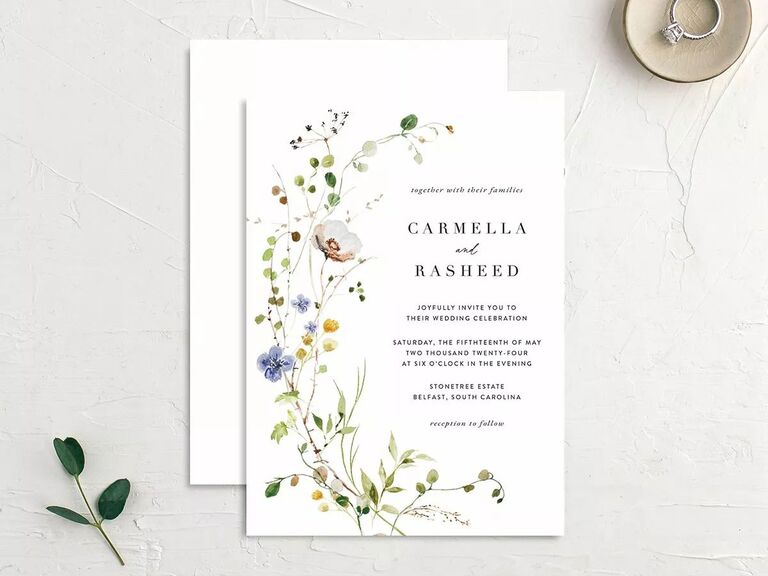 Delicate wildflower design invitation with good etiquette