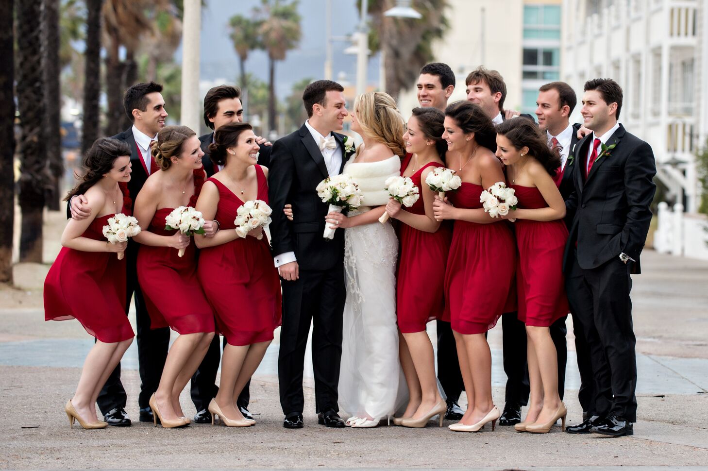 Short, Dark Red Bridesmaid Dresses