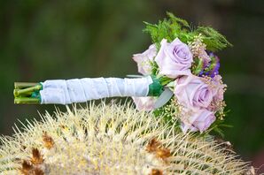 Purple Rose and Greenery Bridal Bouquet