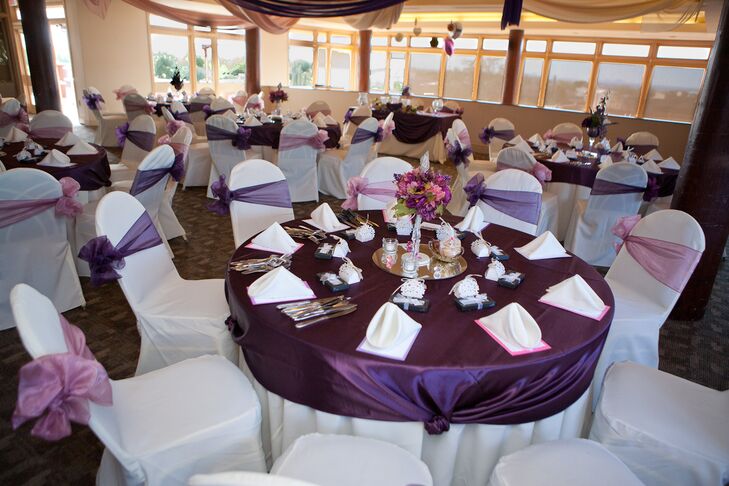 Purple Reception Dining Table Decor