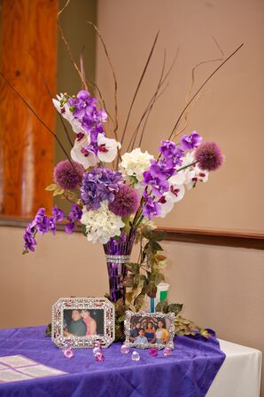 White and Purple Faux Flower Arrangements