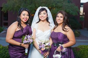 Purple Bridesmaids and Flower Girl for Arizona Wedding