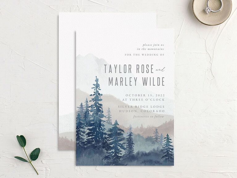 Rustic mountain wedding invitation