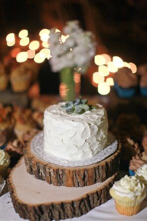 Rustic Wedding Cake Topped with a Succulent
