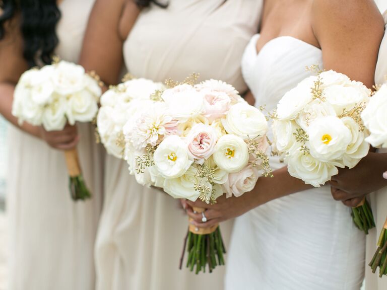 Bride and bridesmaids with flowers