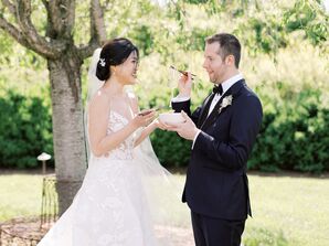 Couple Eating Chinese Noodles During First Look