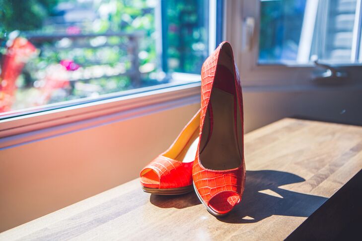 Orange Peep Toe Wedding Heels