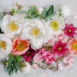 Fresh roses, cosmos and Icelandic poppies