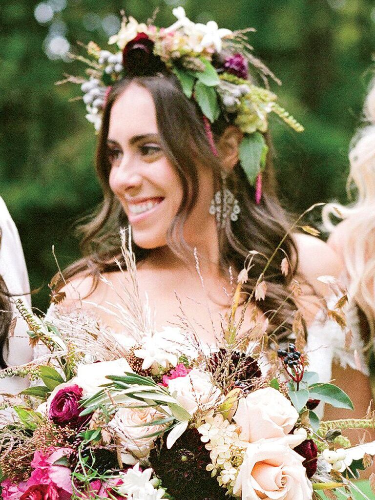 wedding hair flowers burgundy flower crown