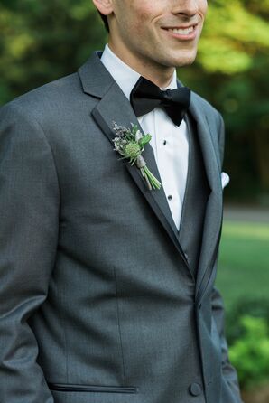 Lavender and Green Thistle Boutonniere