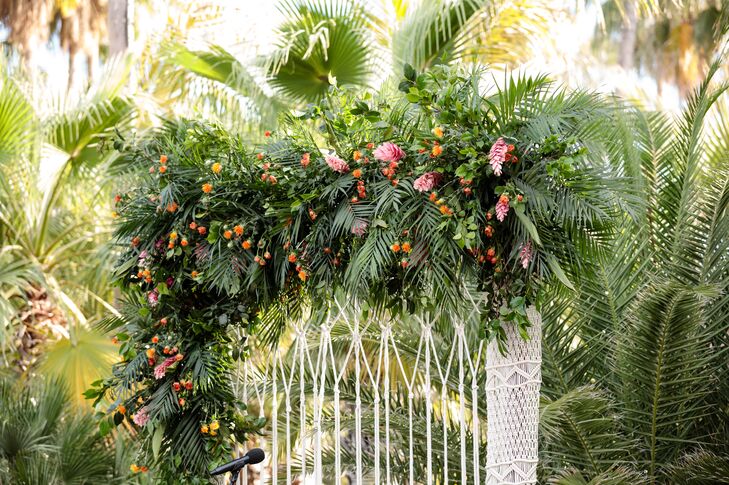 Palm Leaf and Macramé Wedding Arch