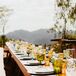 Modern Farm Tables with Colorful Vintage Glassware