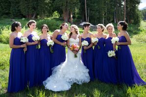 Strapless Floor-Length Purple Bridesmaid Dresses