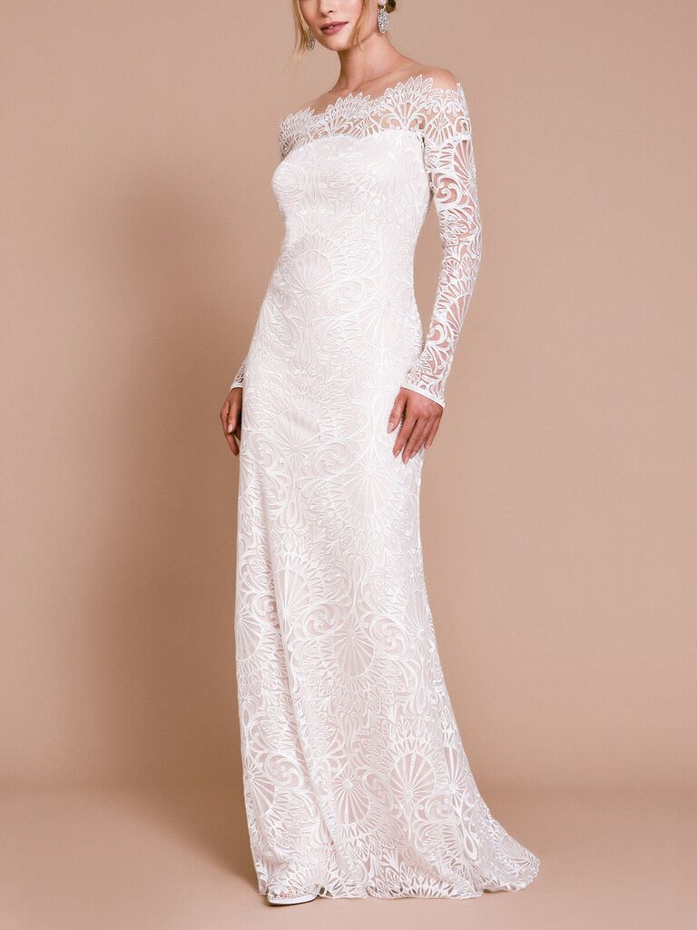 Tadashi Shoji Jame tulle boat-neck bridal gown