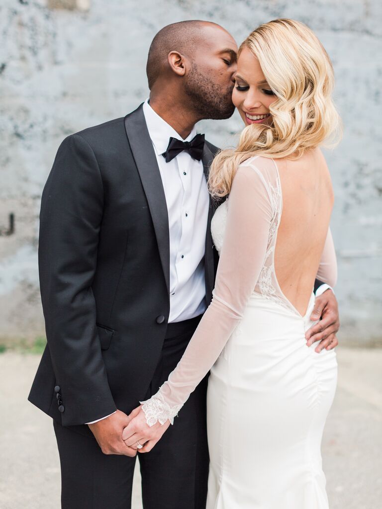 Couple kiss on cheek
