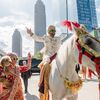 A Purple-and-Black Christian-Hindu Fusion Wedding at Cleveland City Hall in Ohio