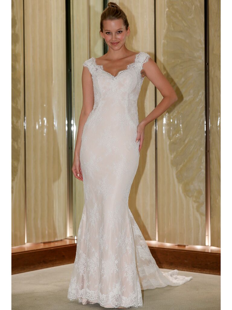 Randy Fenoli Fall 2019 Bridal Collection lace trumpet wedding dress with sweetheart neckline