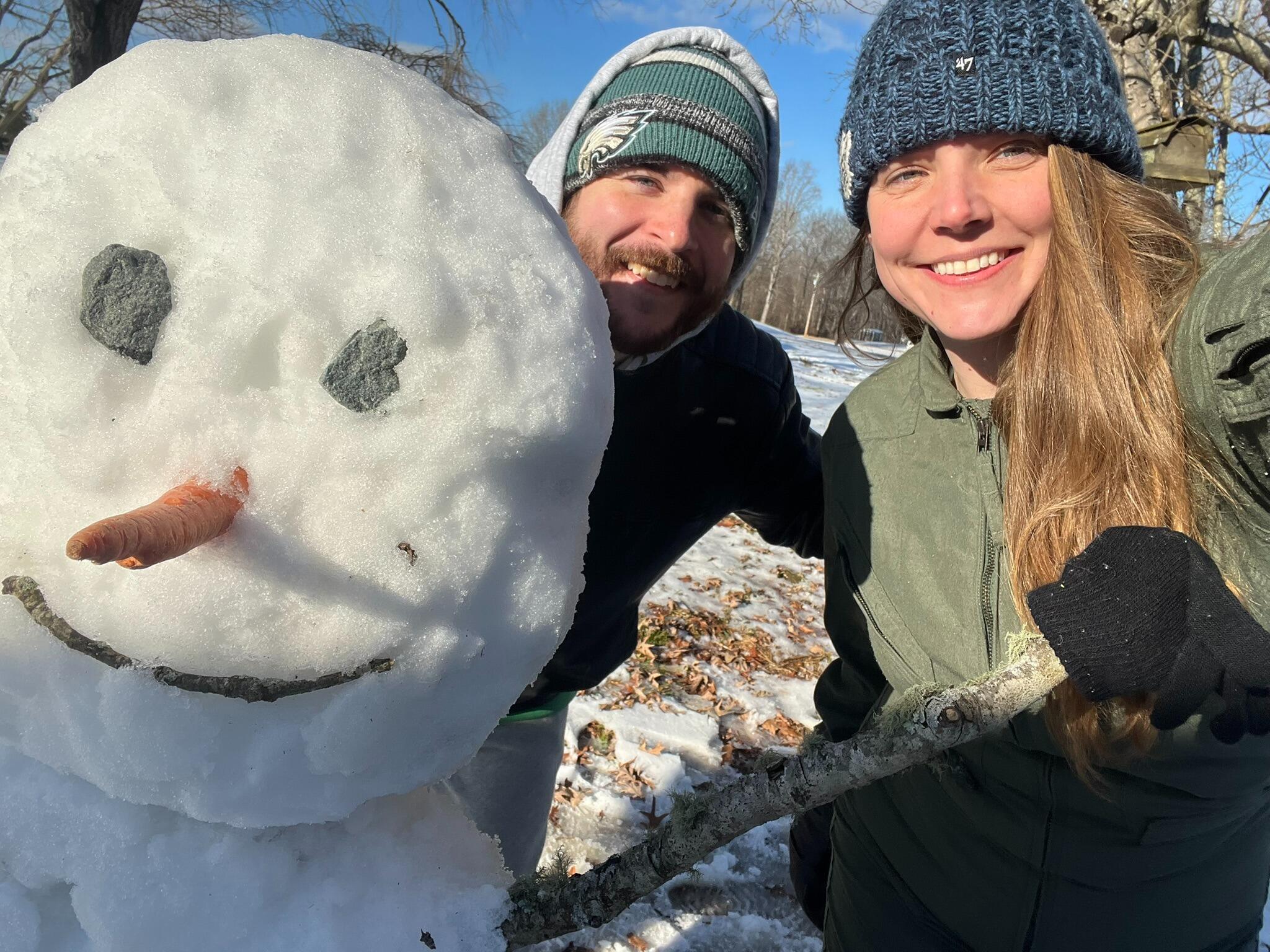 The first snowman we built together ☃️
