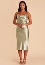 Birdy Grey Lisa Midi Dress in Satin Moss Green Bridesmaid Dress - thumbnail - 2