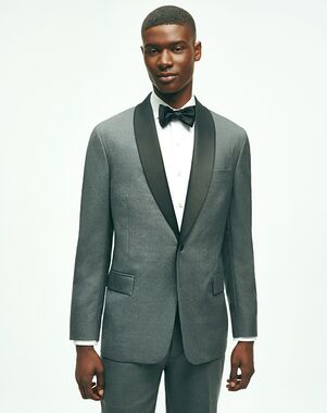 Brooks Brothers Slim Fit Wool 1818 Hopsack Dinner Jacket Grey Tuxedo