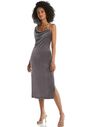 Dessy Group Asymmetrical One-Shoulder Velvet Midi Slip Dress - 8212 One Shoulder Bridesmaid Dress - thumbnail - 1