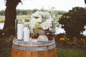Wooden Wine Barrel, Natural Flower Decor