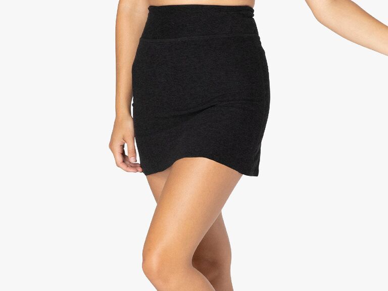 High waisted soft mini skirt in black
